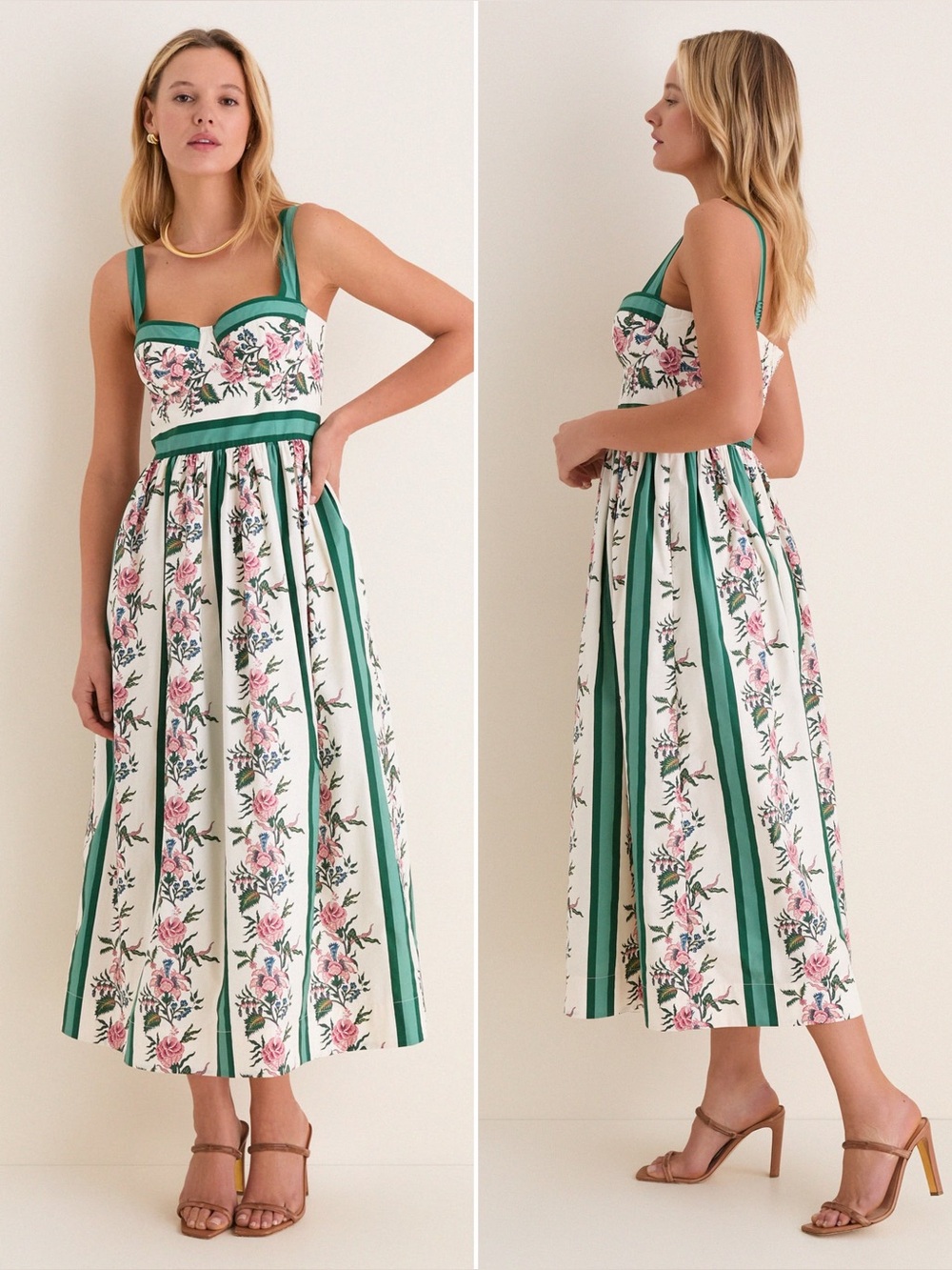 Tuckernuck Belle Bouquet Stripe Cotton Maria Midi Dress Size 4 New